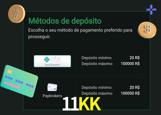 O cassino 11KKbet oferece uma grande variedade de métodos de pagamento